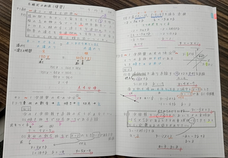 素敵☆ノートまとめ｜頑張っている生徒さんたち