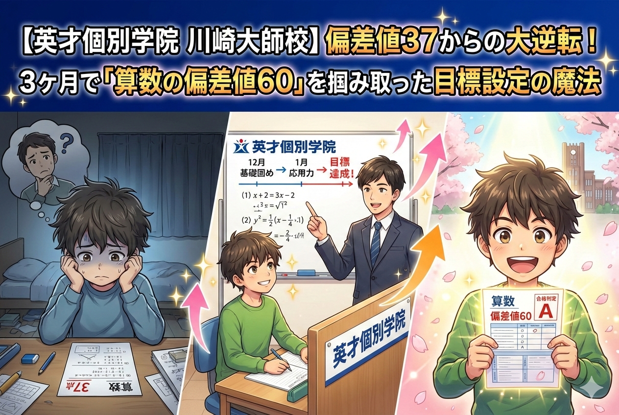 【英才個別学院 川崎大師校】偏差値37からの大逆転！3ヶ月で「算数の偏差値60」を掴み取った目標設定の魔法
