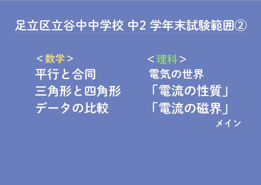 谷中中 2年生 学年末試験範囲 ②