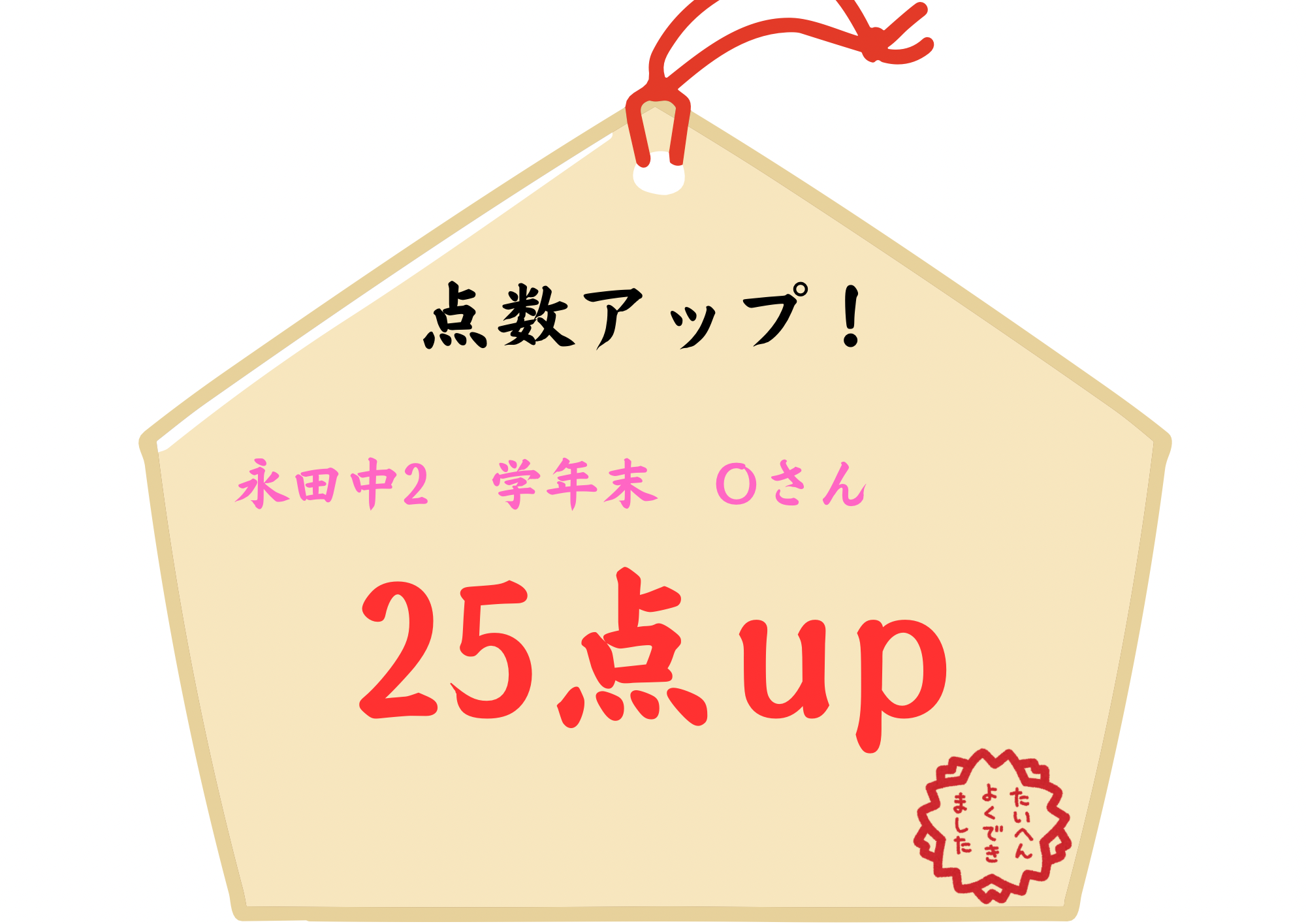 【成績速報】永田中2年生 Oさん：学年末テスト 数学「前回比＋25点」達成！