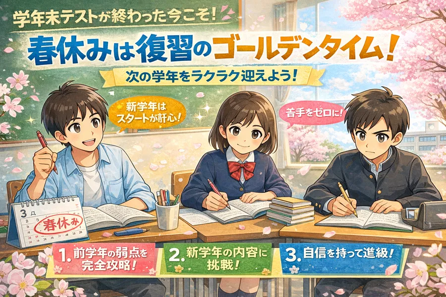 学年末テストでできなかったところは“必ず復習”を。苦手を新学年に持ち越さないために