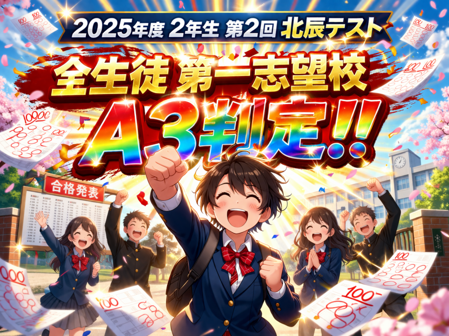 【上福岡の中学2年生必見】北辰テスト結果速報！全生徒第一志望校A3判定達成！