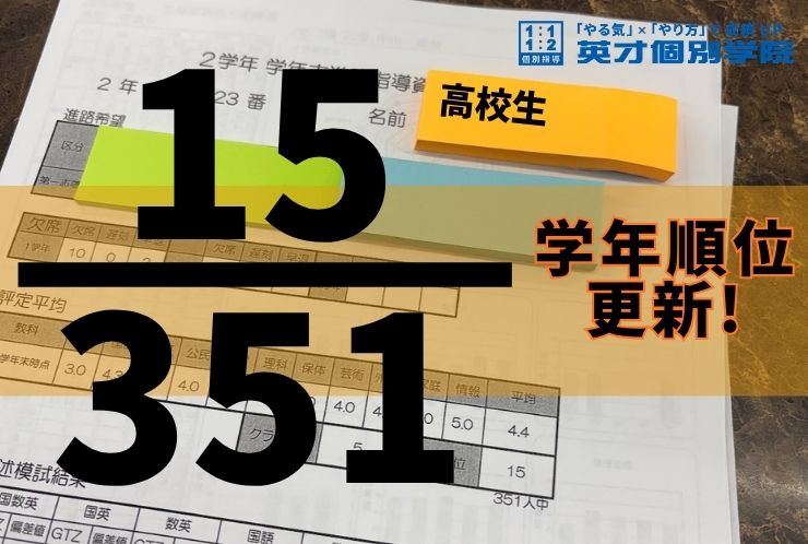 学年順位　351人中　15位！！