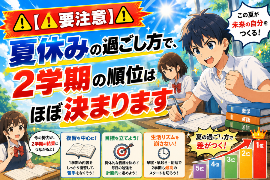 【⚠要注意⚠】夏休みの過ごし方で、2学期の順位はほぼ決まります