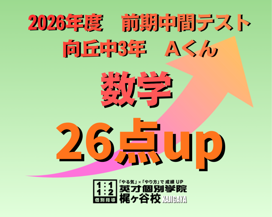 【2026年度　前期中間】結果速報　数学26点up！(3年)