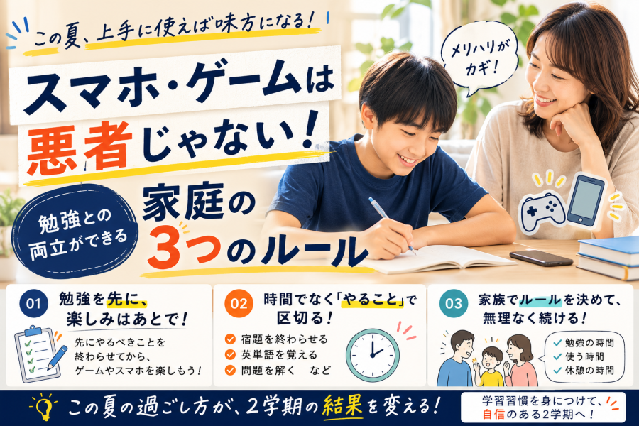 スマホ・ゲームは悪者じゃない！勉強との両立ができる家庭の3つのルール