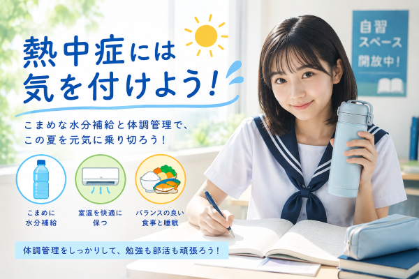 熱中症には気を付けよう！勉強の効率を上げるためにも体調管理が大切です！
