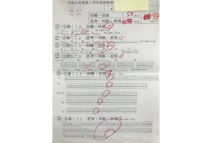 【英才個別学院　南砂校】テスト結果
