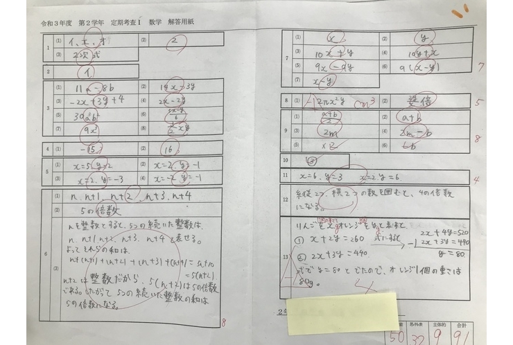 【英才個別学院　南砂校】テスト結果