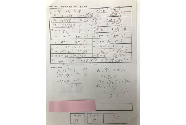 【英才個別学院 南砂校】テスト結果　