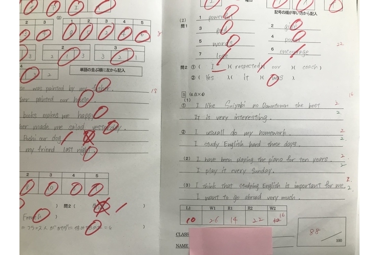 【英才個別学院　南砂校】テスト結果