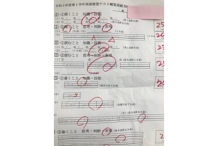 【英才個別学院　南砂校】テスト結果