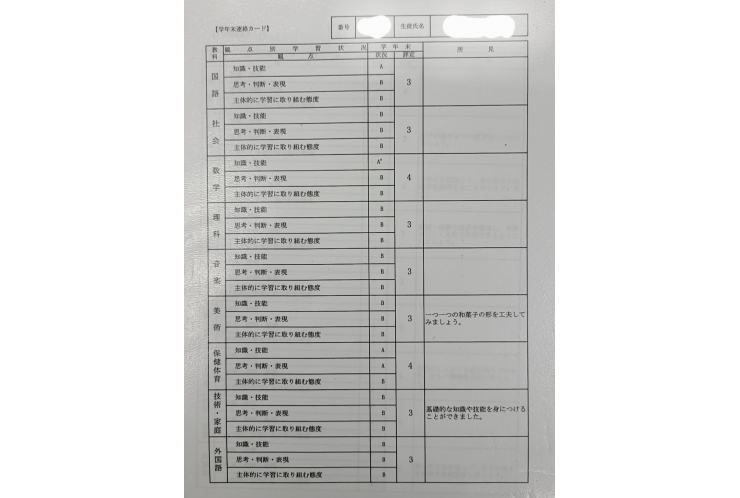 通知表を振り返る！