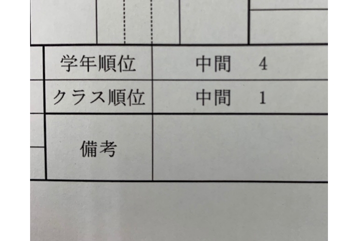 【私立中学生で快挙！】中1Aさん、総合順位クラス1位！