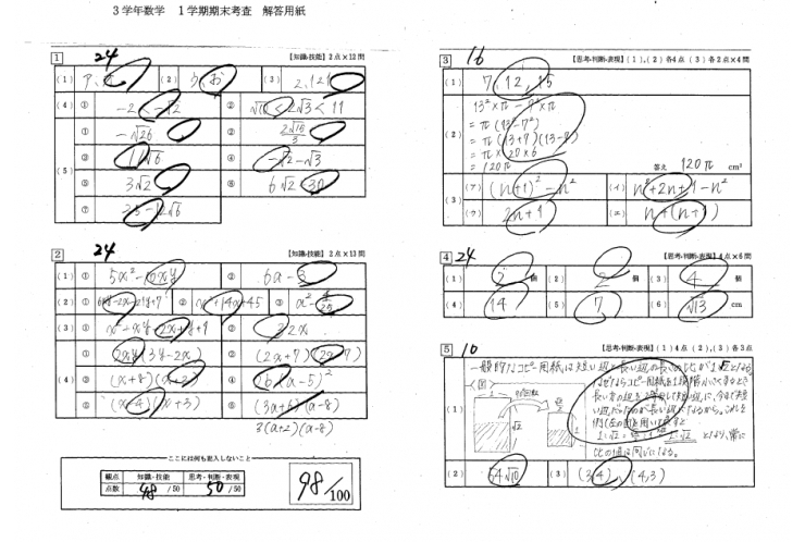 速報！！池袋中3年、数学98点！！