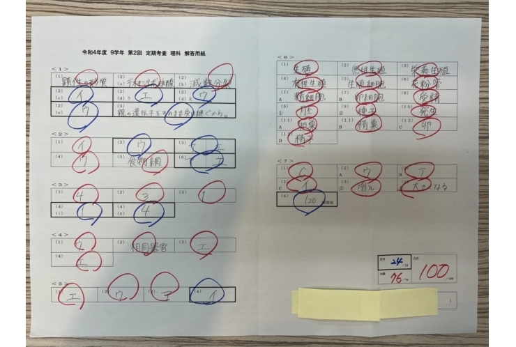 定期テスト　100点　おめでとう！個別指導　英才個別学院　立会川校