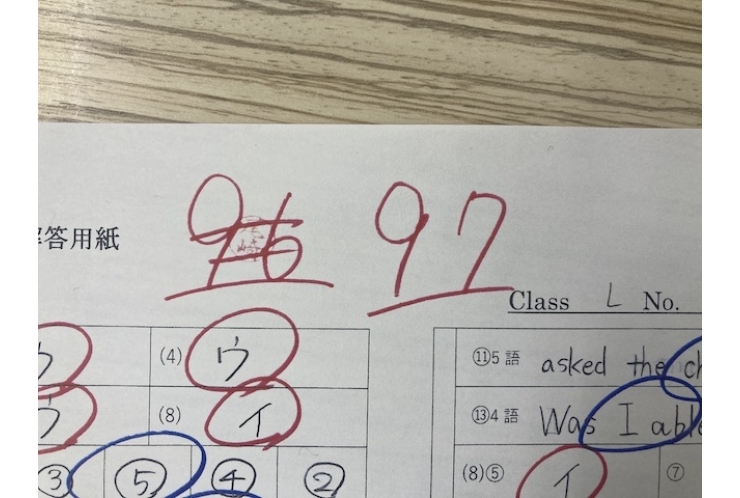 私立中学生　テスト結果