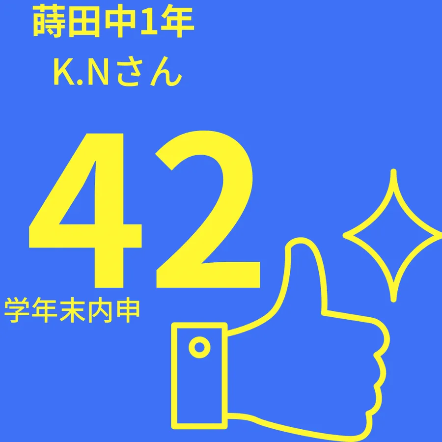 蒔田中1年生 学年末内申42GET！