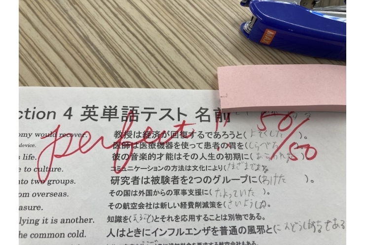 【私立高校生】英語の小テスト満点！