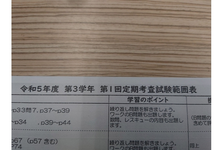前期中間試験範囲分析：蒲原中３年