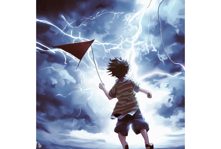 フランクリンの凧揚げ