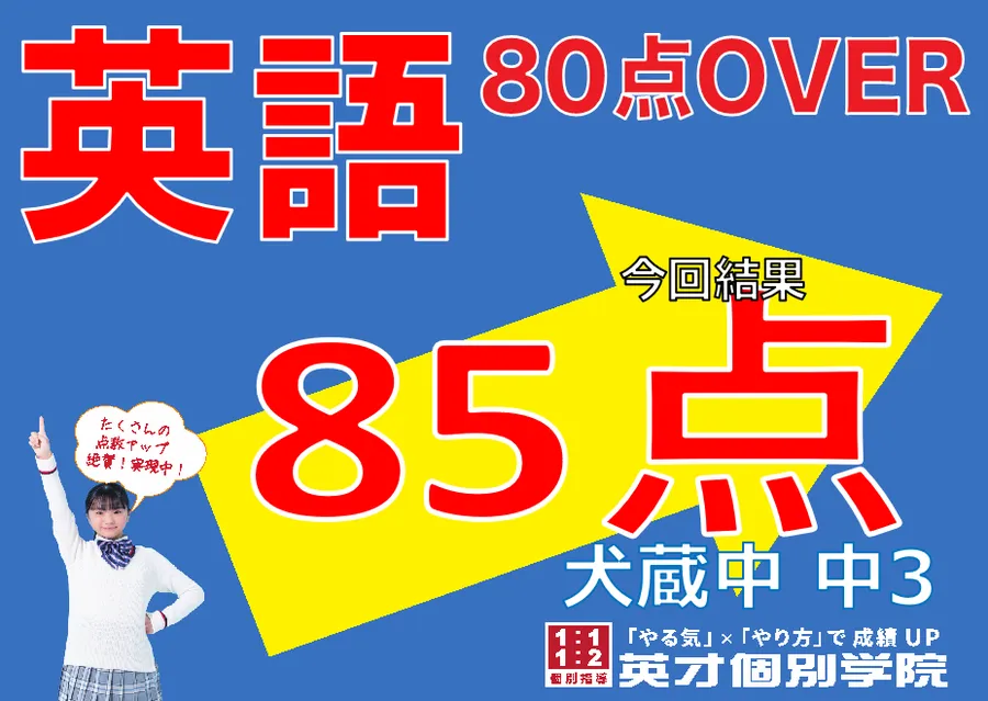 【犬蔵中3年】英語85点！