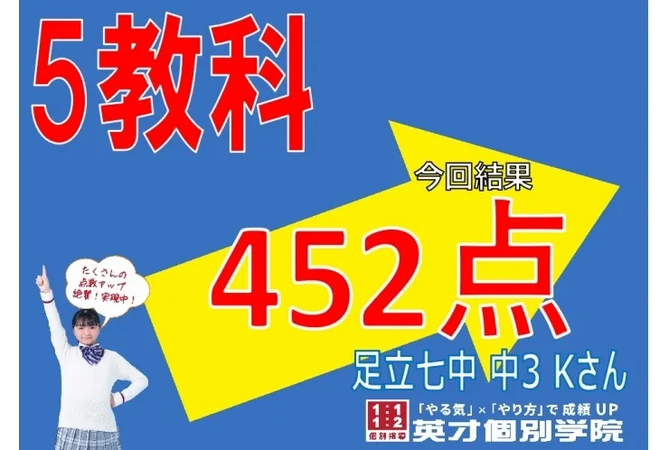 期末考査、足立七中3年女子も好成績