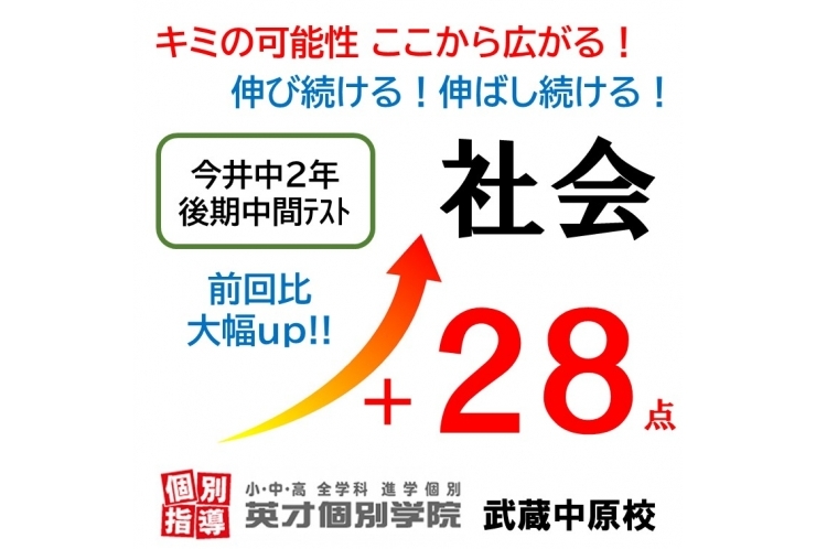 【今井中2年】後期中間テスト 社会 28点UP！