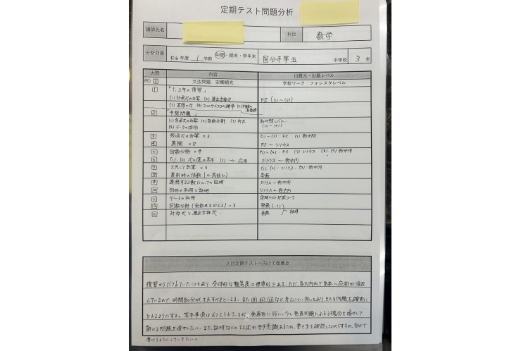 一番大事なのは定期テスト後！