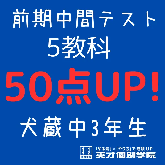 【犬蔵中3年】5教科50点アップ！