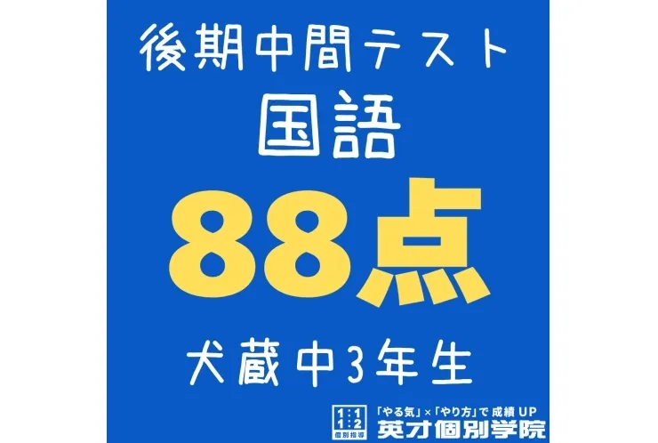 【犬蔵中3年】国語88点！