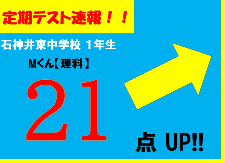 【定期テスト速報】石神井東中学校１年生　Mくん