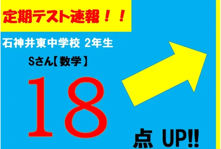 【定期テスト速報】石神井東中学校2年生　Sさん
