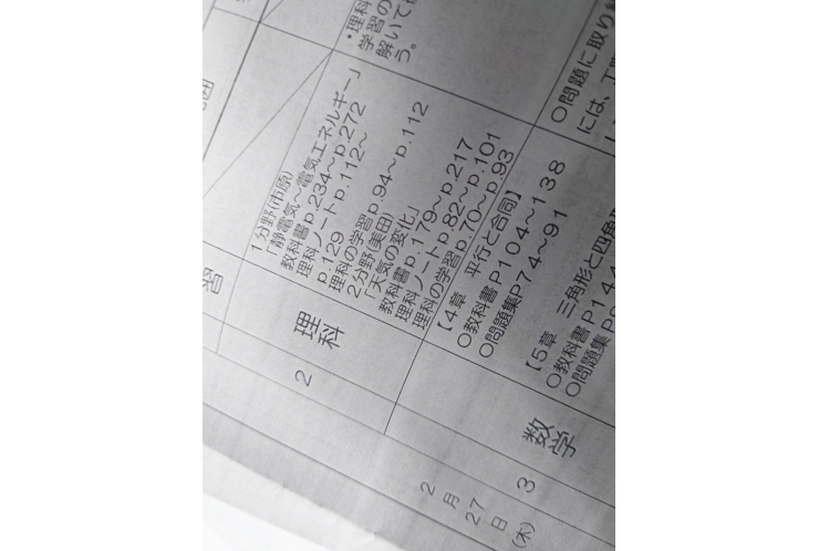 谷中中2年の学年末試験範囲分析、二日目