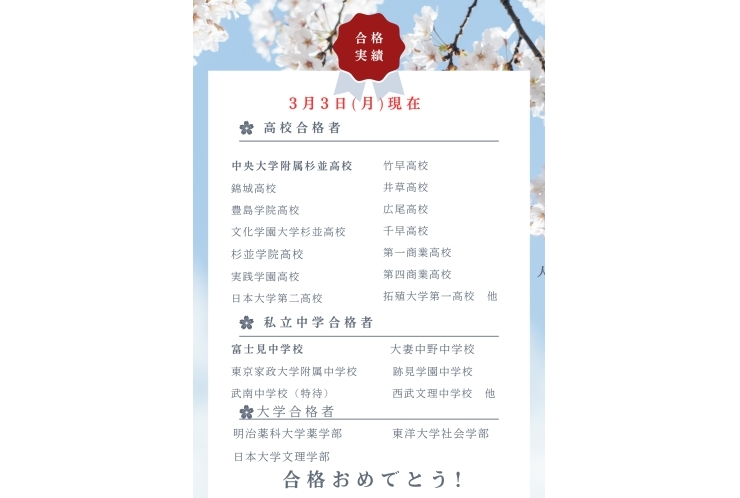 合格おめでとうございます。