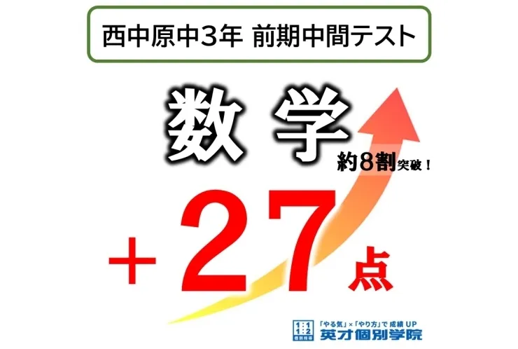 西中原中 前期中間テスト 成績向上例＆好結果のご紹介！