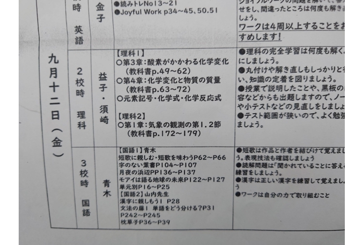 2025前期期末試験範囲分析：東綾瀬中2年②