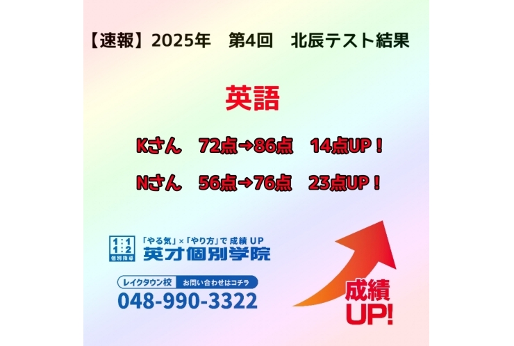 【速報】　2025年　第4回　北辰テスト結果報告　~英語~