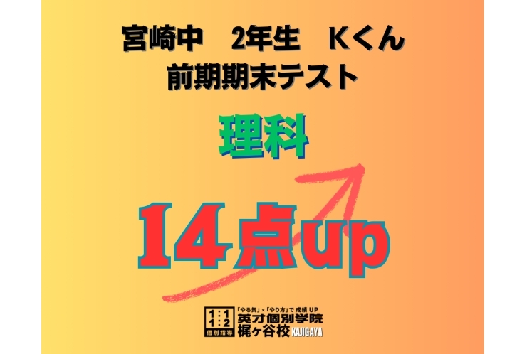 【宮崎中2年】理科14点アップ！