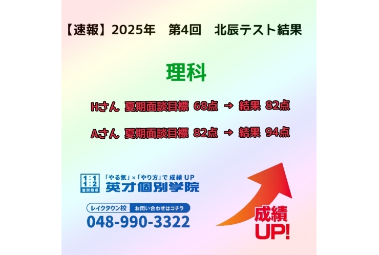 【速報】　2025年　第4回　北辰テスト結果報告　~理科③~