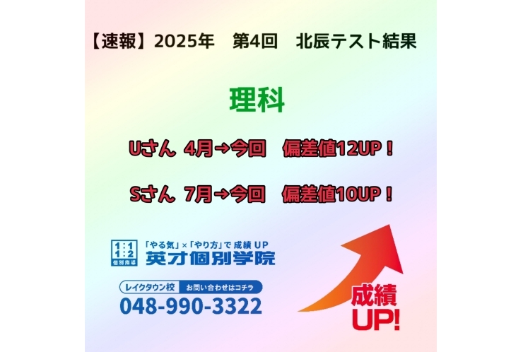 【速報】　2025年　第4回　北辰テスト結果報告　~理科⑤~