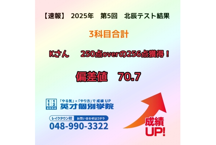 【速報】　2025年　第5回　北辰テスト結果報告　~3科目合計~