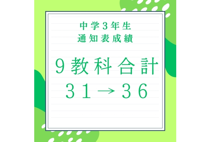 ★通知表9科合計31→36★