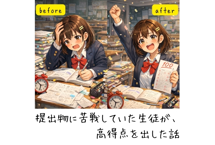 提出物に苦戦していた生徒が、高得点を出した話