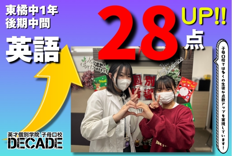 【東橘中1年】英語28点アップおめでとう!!!