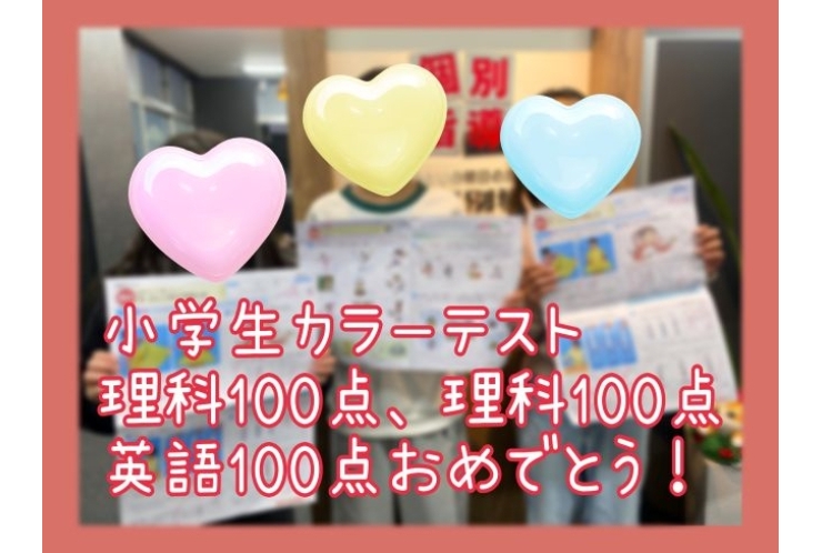 理科カラーテスト100点！英語100点！