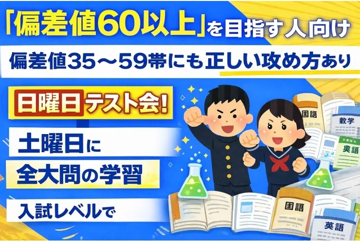 【偏差値60以上を目指す人向け】 ― 偏差値35〜59の生徒にも、別の“正しい攻め方”があります ―