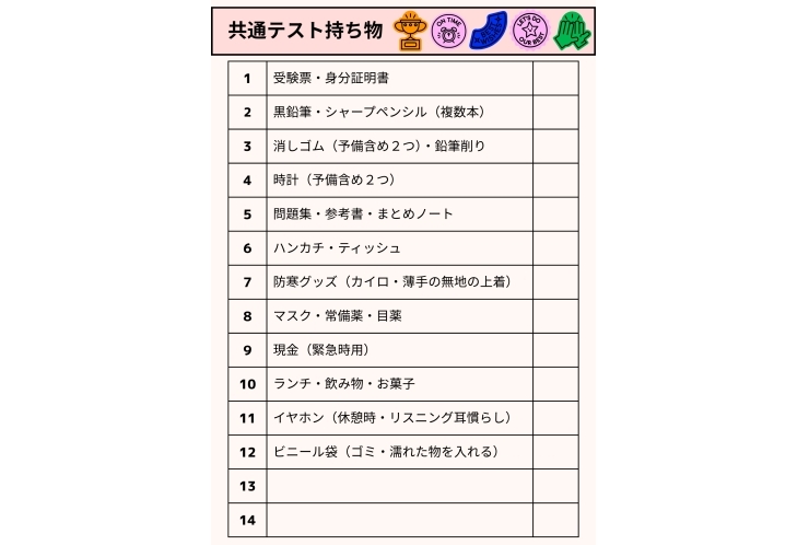大学受験　共通テスト前日