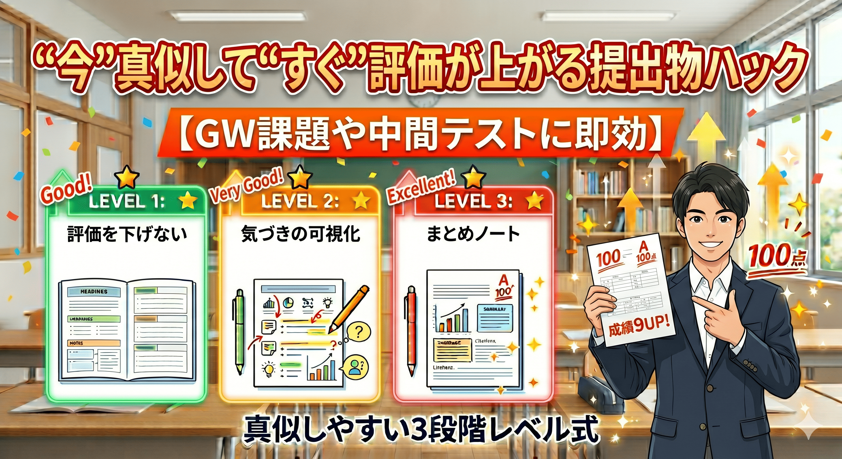 【中学生向け】"今"真似して"すぐ"評価が上がる提出物ハック